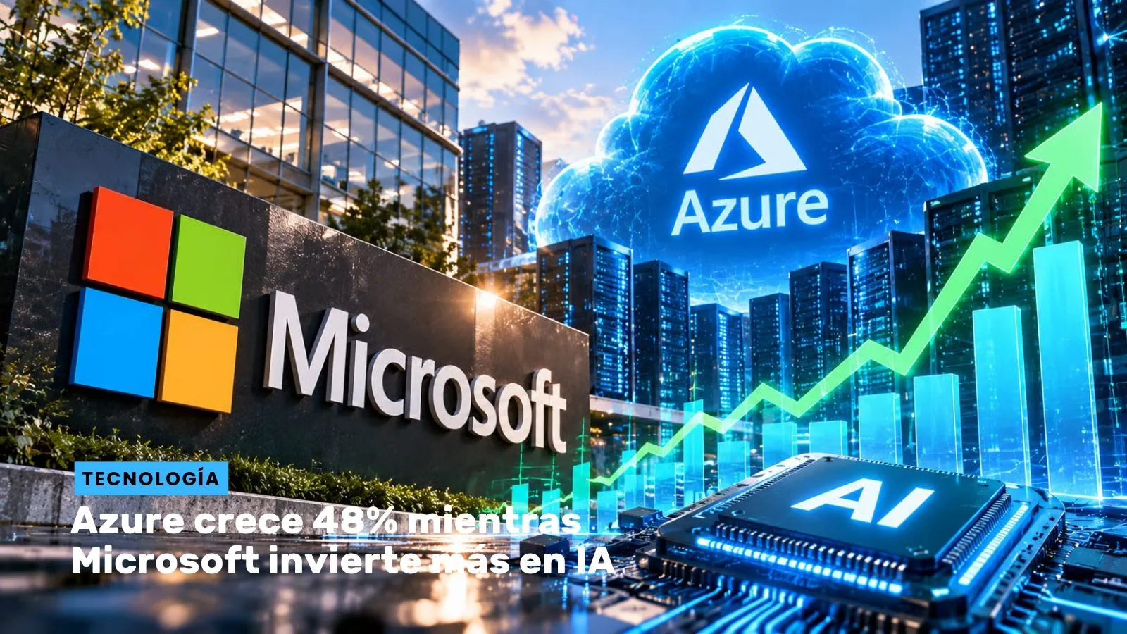Lee más sobre el artículo Azure crece 48% mientras Microsoft invierte más en IA